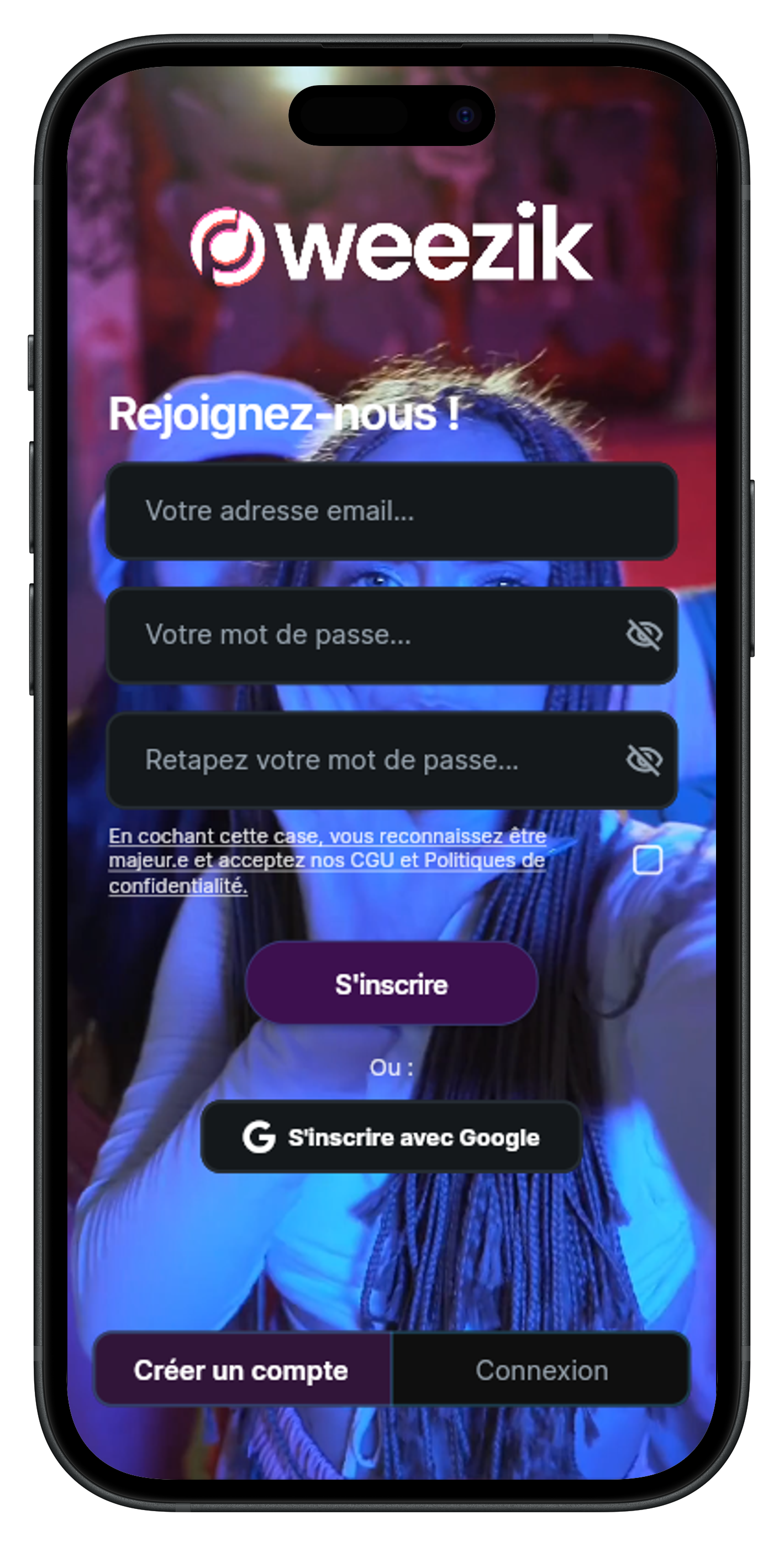 Mockup téléphone Weezik